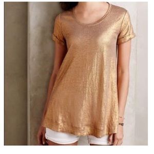 Anthropologie Bordeaux metallic top in copper